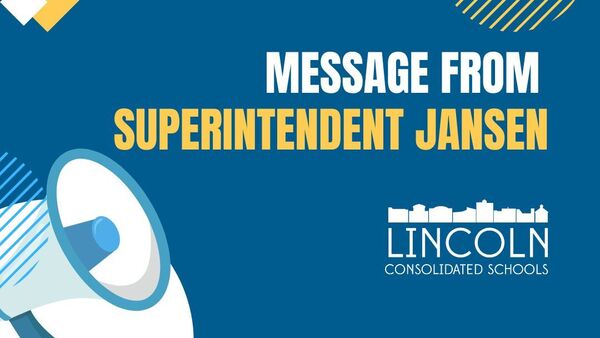 Message from Superintendent Jansen