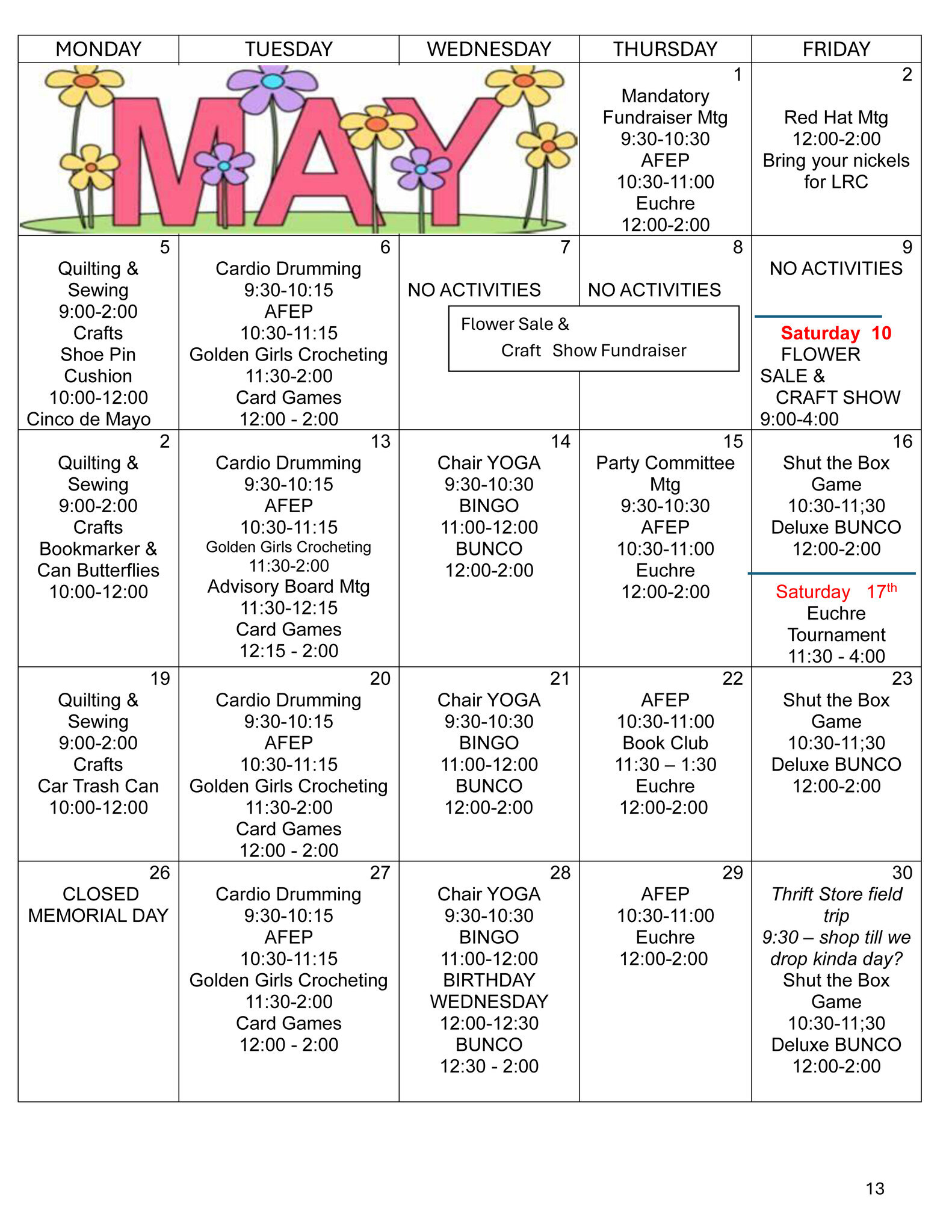 May Calendar