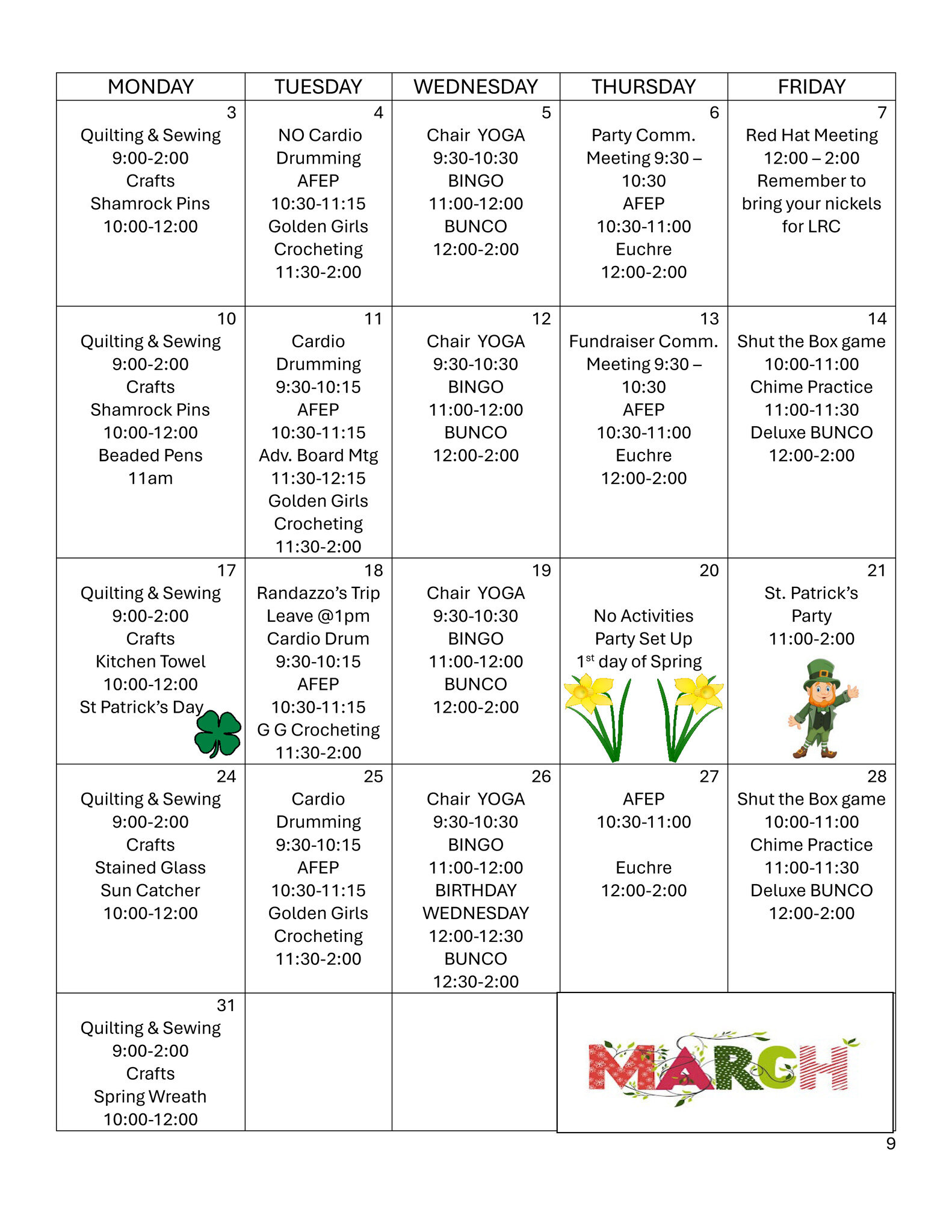 march calendar